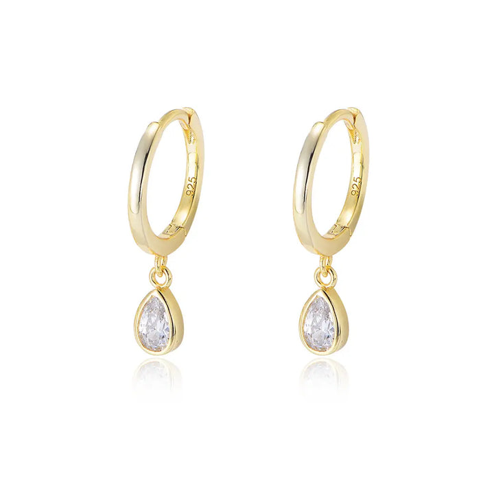 Minimalist drop Huggie Earrings, 925 Sterling Silver & Gold Plated