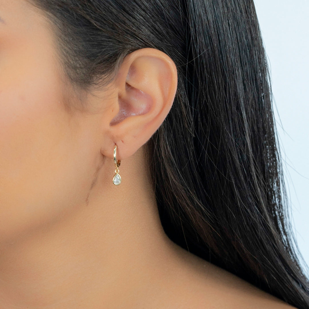 Minimalist drop Huggie Earrings, 925 Sterling Silver & Gold Plated