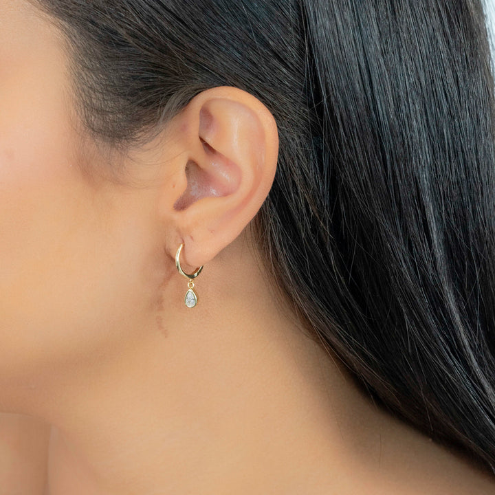 Minimalist drop Huggie Earrings, 925 Sterling Silver & Gold Plated