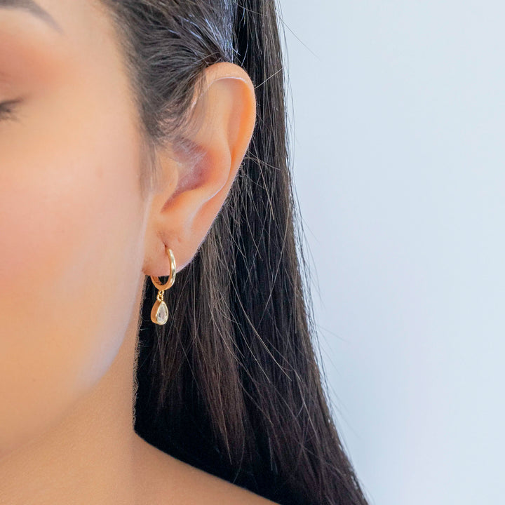 Minimalist drop Huggie Earrings, 925 Sterling Silver & Gold Plated