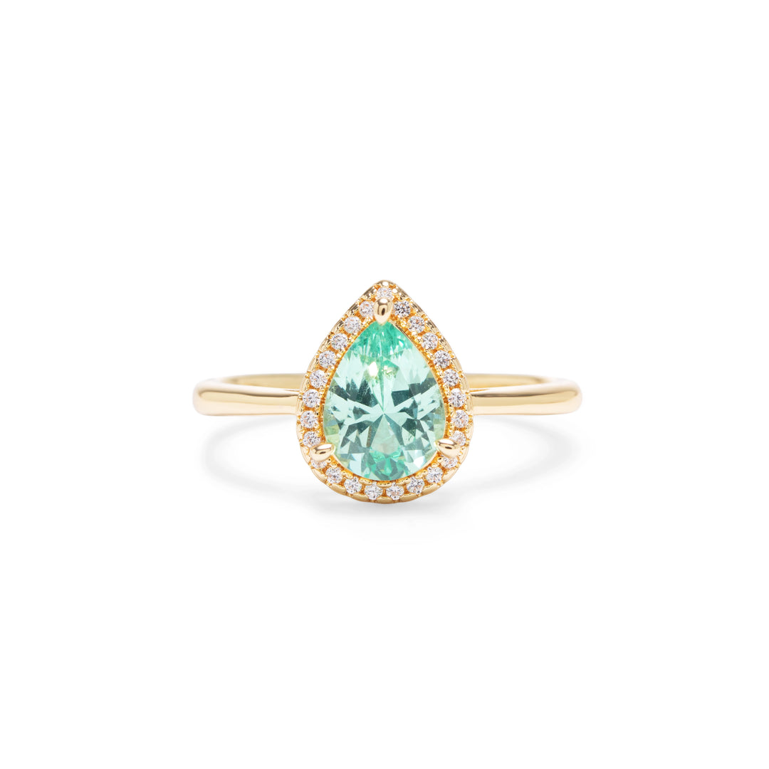 Paraiba Tourmaline Teardrop Ring,18k Gold Filled