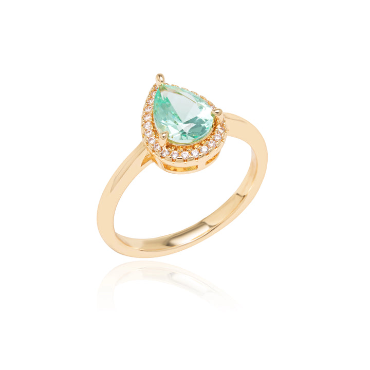 Paraiba Tourmaline Teardrop Ring,18k Gold Filled
