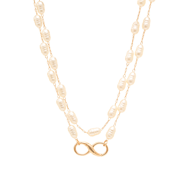 Pearl Infinity Clasp Necklace, 18k Gold Filled