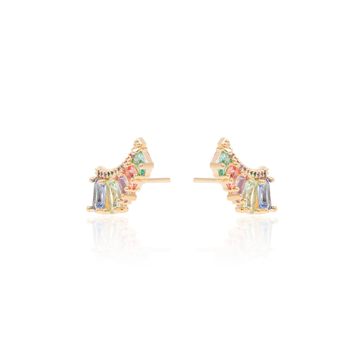 Bright Rectangular Green Amethyst Ear Cuff Earrings, 18k Gold Filled