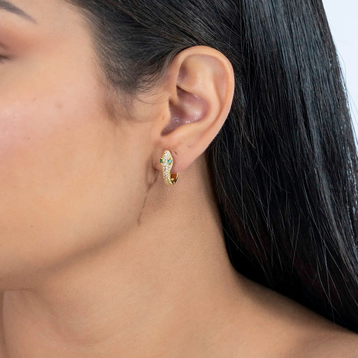 Minimalist Serpent Huggie Earrings, 925 Sterling Silver & Gold Plated