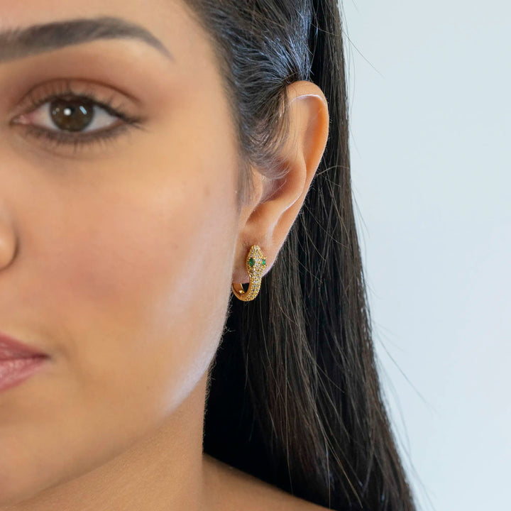 Minimalist Serpent Huggie Earrings, 925 Sterling Silver & Gold Plated