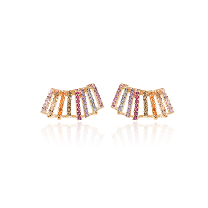 Wave Multicolour CZ Ear Cuff Earring, 18k Gold Filled