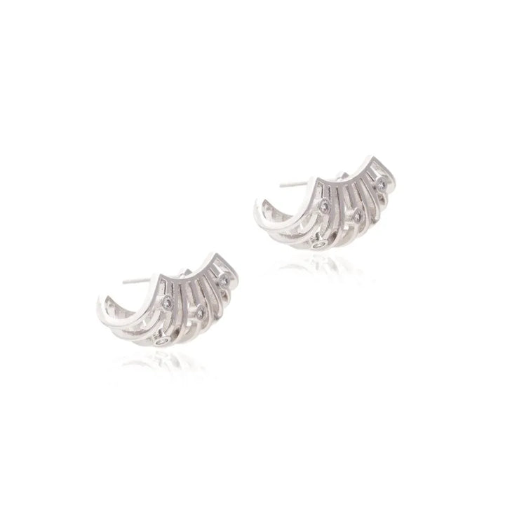 Wave White Zirconia Ear Cuff Earring, 18k Gold Plated