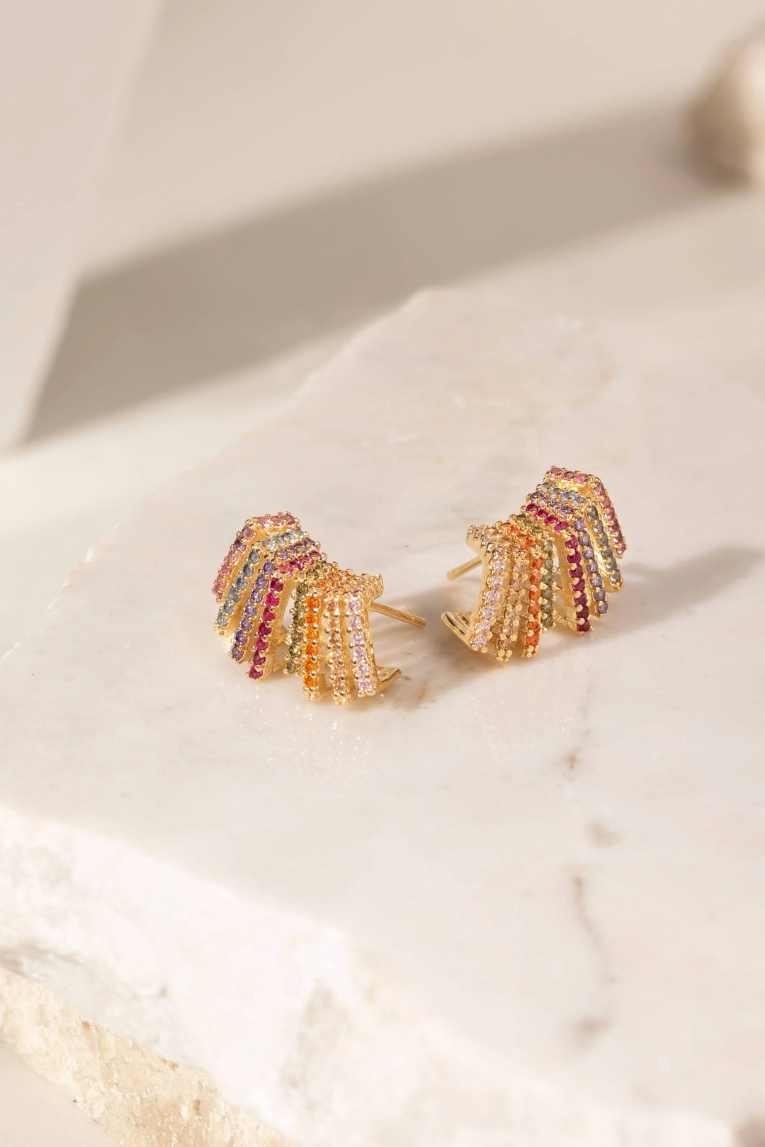 Wave Multicolour Cubic Zirconia Ear Cuff Earrings 18k Gold Filled Elladora Store Australia