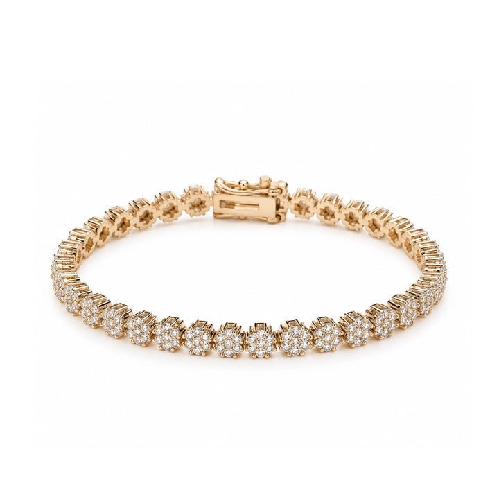 White CZ Floral Riviera Bracelet, 18K Gold Filled