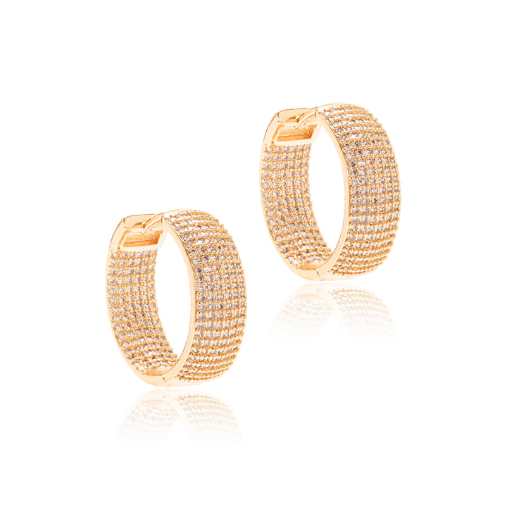 White Cubic Zirconia Hoop Earrings 22mm, 18K Gold Filled