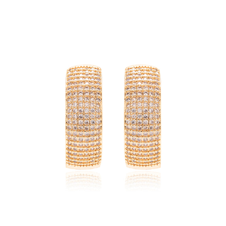 White Cubic Zirconia Hoop Earrings 22mm, 18K Gold Filled
