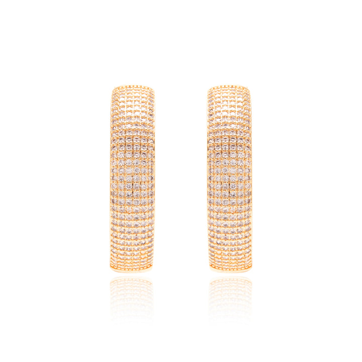 White Cubic Zirconia Hoop Earrings 33mm, 18K Gold Filled