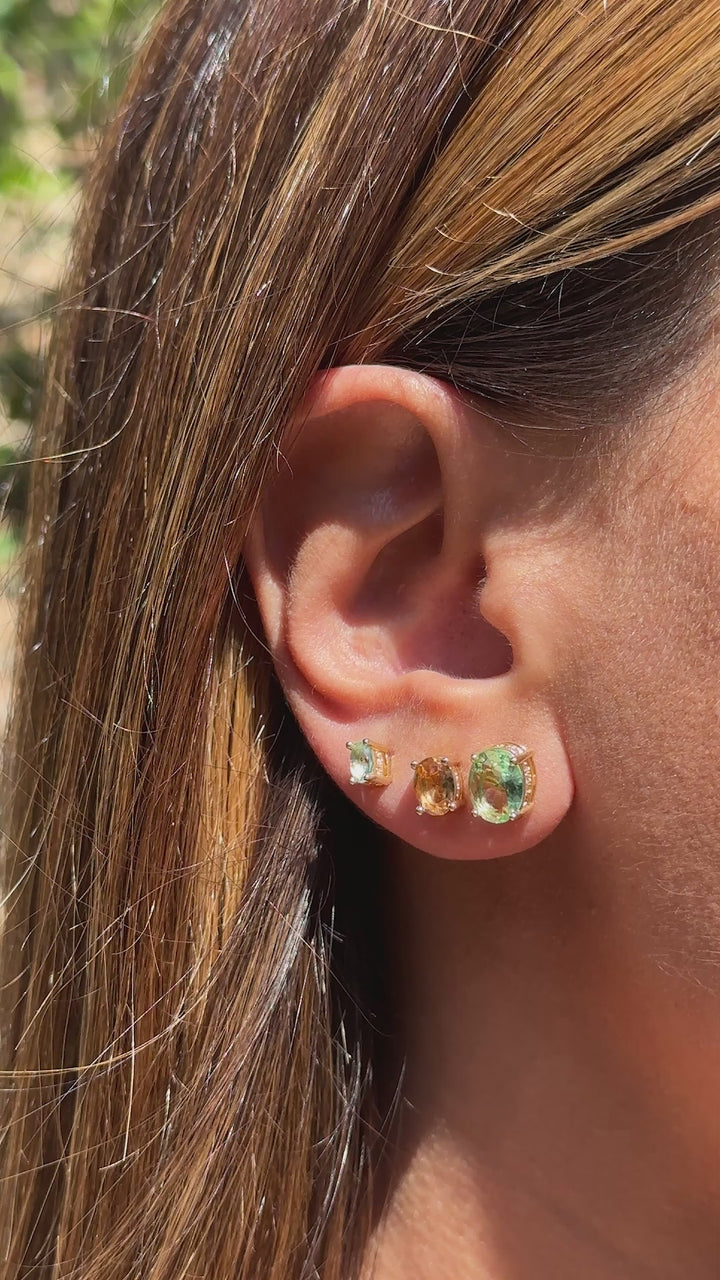 Bright Oval Crystal Earrings Set (3 Pairs), 18K Gold Filled