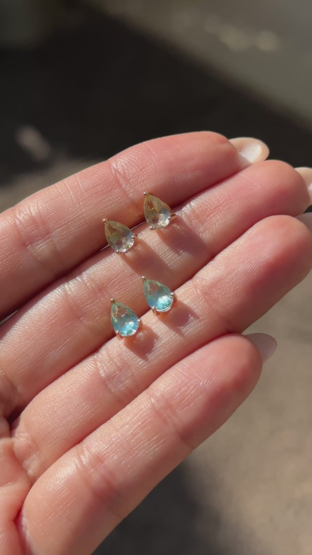Bright Beryl & Aquamarine Crystal Earrings Set (2 Pairs), 18K Gold Filled