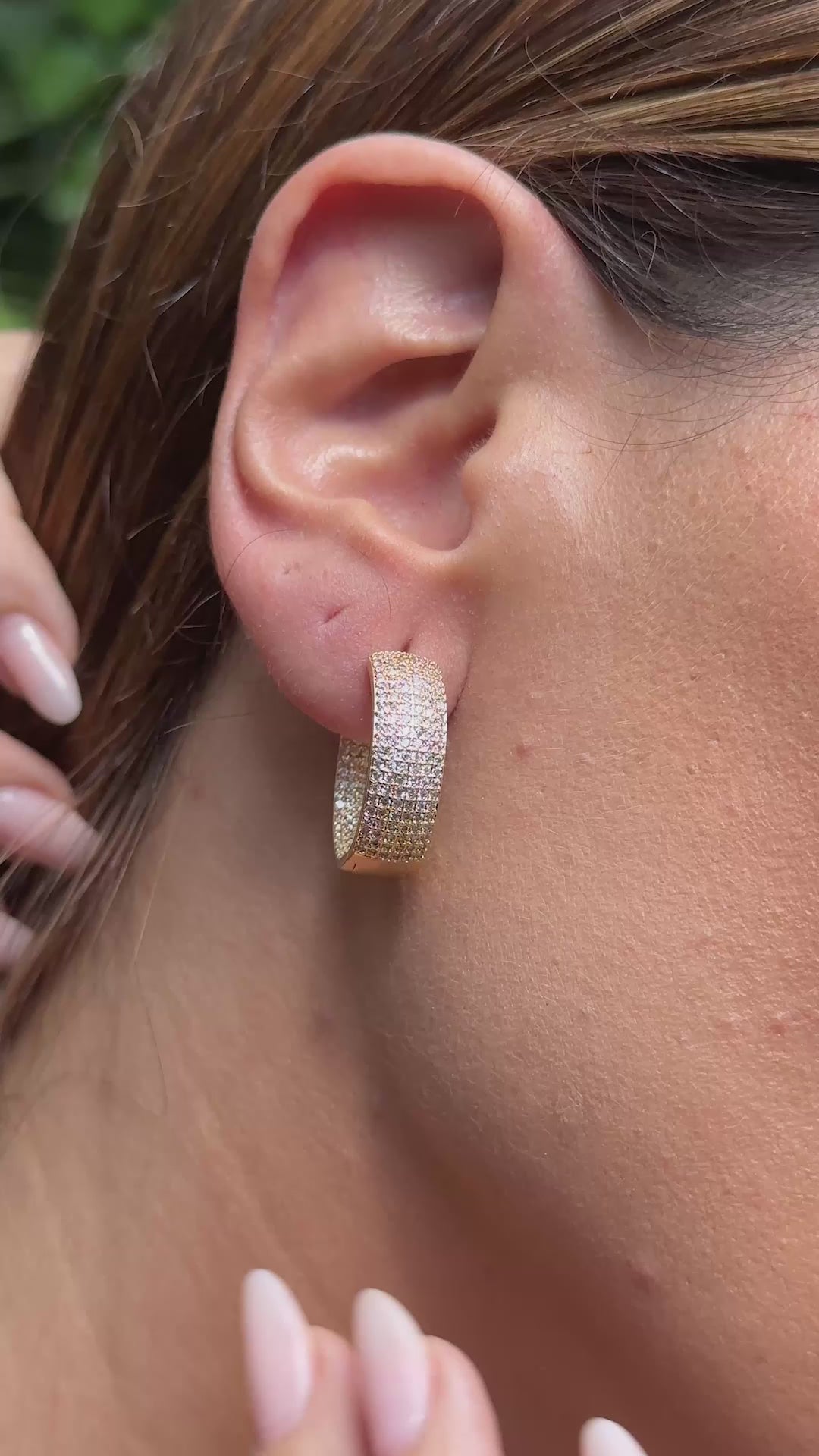 White Cubic Zirconia Hoop Earrings 22mm, 18K Gold Filled