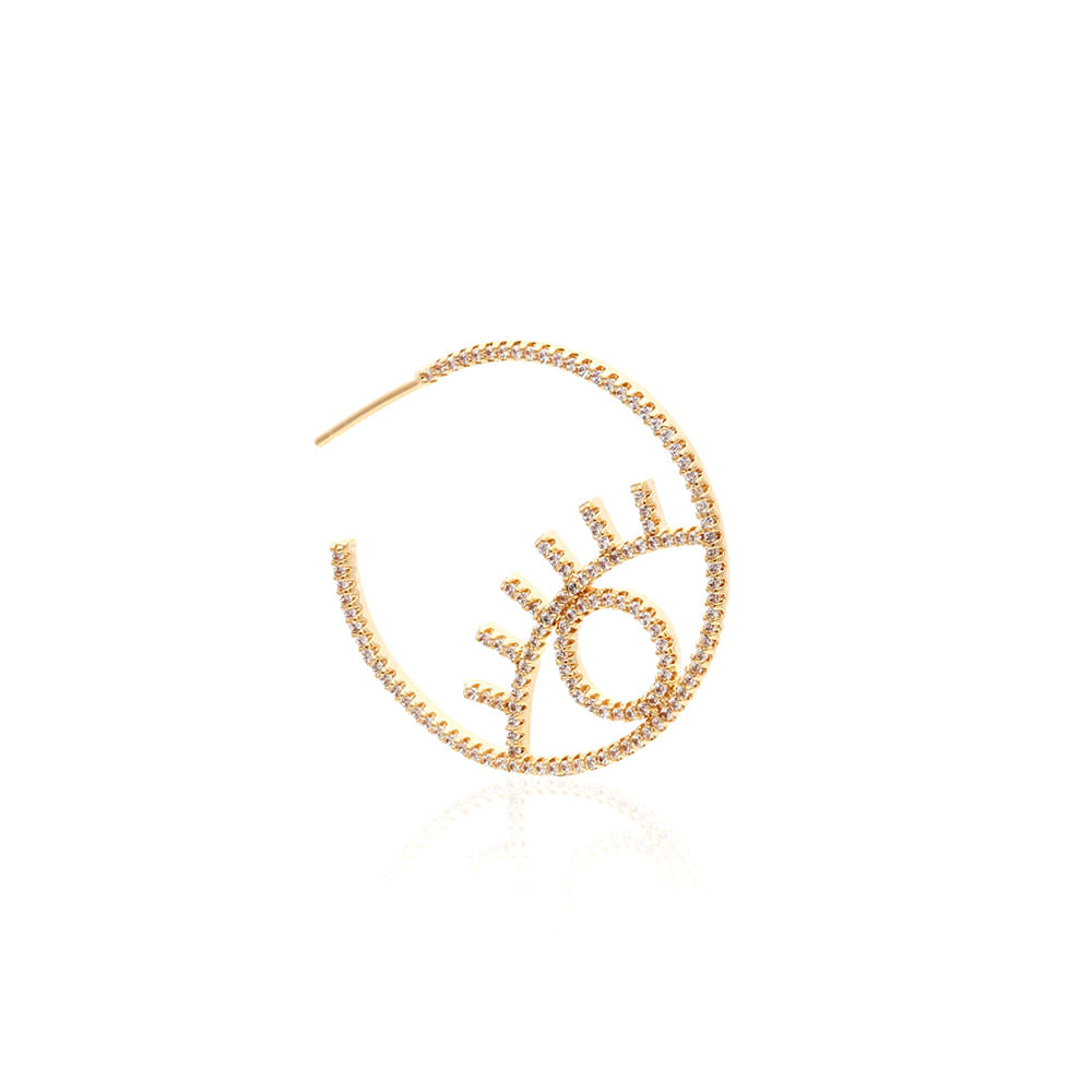 Eye Hoops and Hamsa Hand Pendant Earrings, 18k Gold Filled